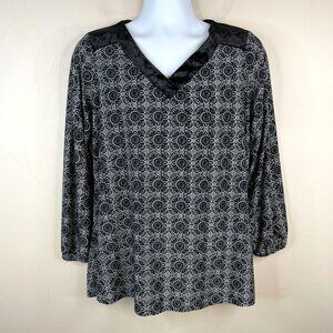 Cocomo Womens VELVET TRIM Tunic Top Size 1X Black Travel Knit Party Night Out